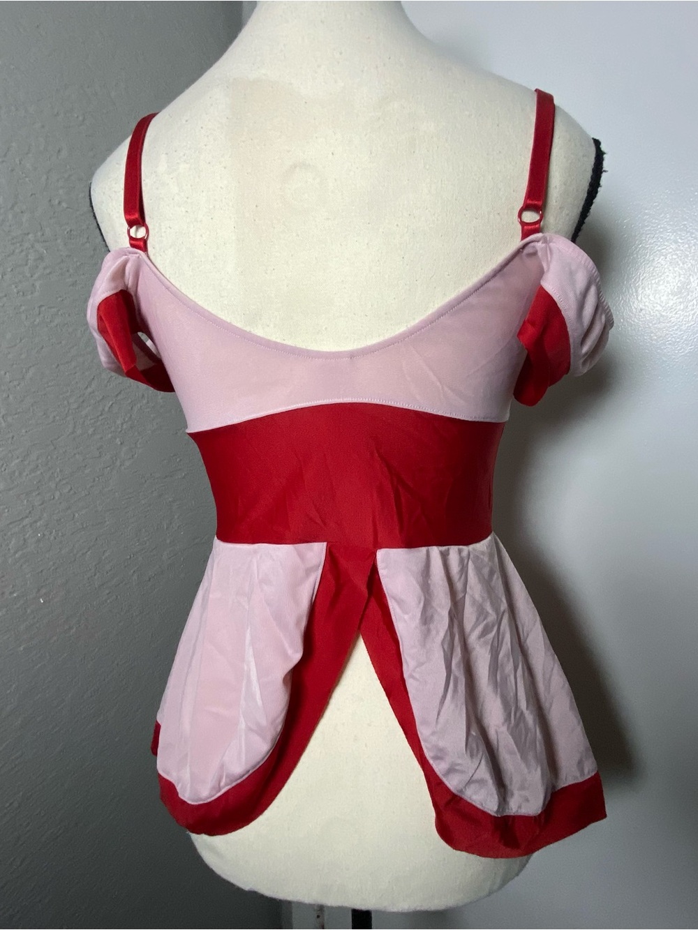 Y2K Pink & Red Cutout Mesh Maid Costume Size S/M - Picture 5 of 7